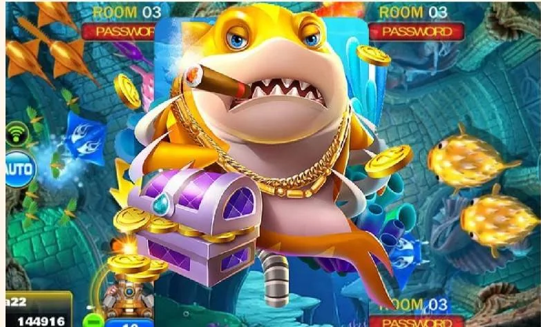 Sasaran ikan berwarna dalam arena tembak ikan