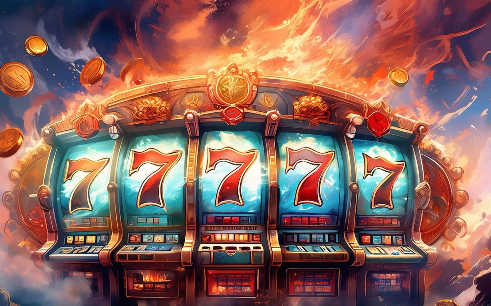 Permainan slot mobile dengan reel dan panel kontrol